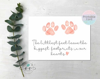 Pet sympathy card Printable,Pet Condolence card,Pet Sympathy, Sympathy Card, Loss of Dog,Loss of Cat, Watercolor Paw Prints-INSTANT DOWNLOAD