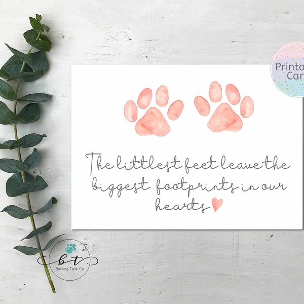 Pet sympathy card Printable,Pet Condolence card,Pet Sympathy, Sympathy Card, Loss of Dog,Loss of Cat, Watercolor Paw Prints-INSTANT DOWNLOAD