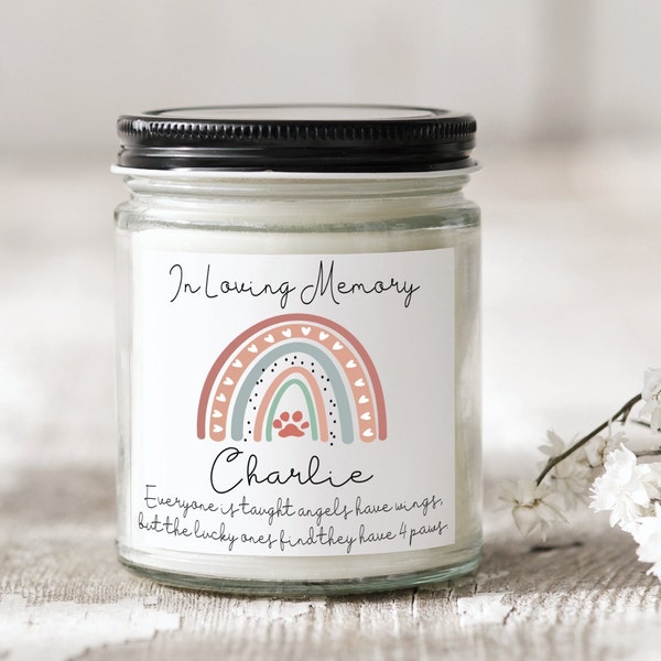 Personalized Pet Memorial Candle, Pet Sympathy, Dog Loss, Cat Loss, Pet Memorial Gift Candle, Cat Memorial, Dog Memorial Gift, Pet Loss Gift