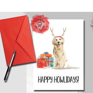 Golden Retriever, Tarjeta de Navidad para Perros, Tarjeta Navideña, Tarjeta Navideña, Tarjetas Navideñas para Perros, DESCARGA INSTANTÁNEA