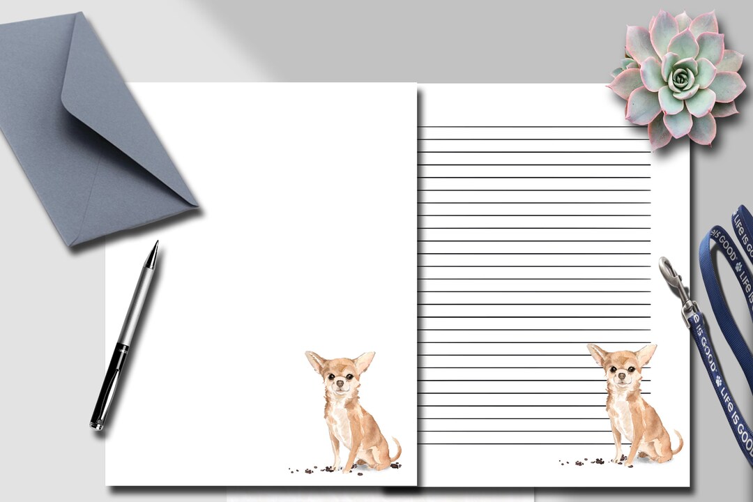 Chihuahua Printable Writing Paper Set,instant Download Note Paper ...