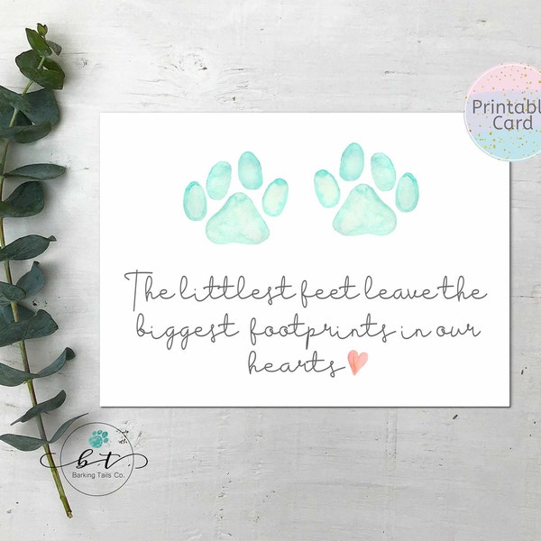 Pet sympathy card Printable,Pet Condolence card,Pet Sympathy, Sympathy Card, Loss of Dog,Loss of Cat, Watercolor Paw Prints-INSTANT DOWNLOAD