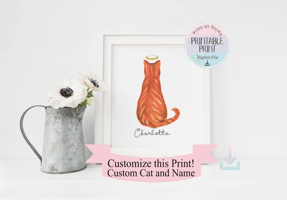 Cat Sympathy Gift Cat with Halo Cat Loss Gift DIGITAL FILE ONLY Cat Memorial Gift Loss of Cat Personalized Pet Gift Pet Loss Gift