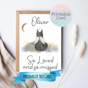 Carte de sympathie personnalisée pour chat imprimable, carte de condoléances pour animal de compagnie, sympathie pour animal de compagnie, perte d'un chat, mort d'un animal de compagnie, CARTE NUMÉRIQUE