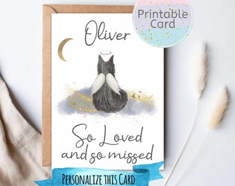 Personalized Cat Sympathy Card Printable, Pet Condolence Card, Pet Sympathy, Loss of Cat, Death of Pet, DIGITAL CARD