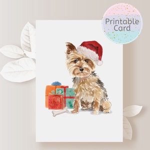 Weihnachtskarte Yorkshire Terrier, Weihnachtskarte, Feiertage, Yappy Feiertage, Weihnachtskarten Hunde, Yorkie Karte, INSTANT DOWNLOAD