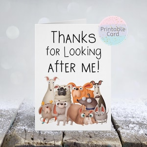 Pet Sitting Paw Print Thank You Card, Pet Thank You Card, Dog Thank You Card, Dog Card, Cat Card, Veterinarian Thank You, Digital Download