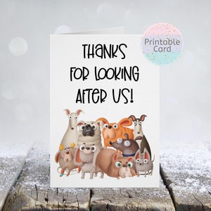 Tarjeta de agradecimiento con impresión de pata sentada para mascotas, tarjeta de agradecimiento para mascotas, tarjeta de agradecimiento para perros, tarjeta para perros, tarjeta para gatos, agradecimiento para veterinarios, descarga digital