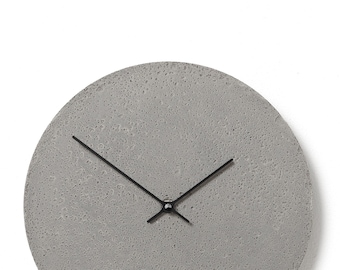 Beton Wanduhr 11,4"/29 cm - Clockies CL300112 - Kleine runde Uhr, Graue Uhr mit schwarzen Zeigern