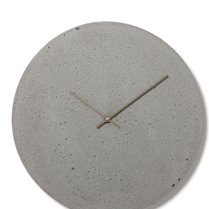 Concrete wall clock 19,3&quot;/49 cm - Clockies CL500107 - Large round clock, Grey clock with bronze hands