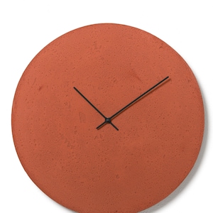 Concrete wall clock 19,3&quot;/49 cm - Clockies CL500612 - Large round clock, Red clock with black hands