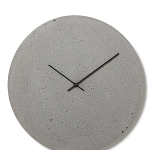 Horloge murale en béton 19,3&quot;/49 cm - Clockies CL500112 - Grande horloge ronde, horloge grise avec aiguilles noires