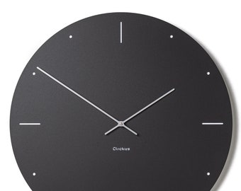 Metal wall clock 23,3"/59 cm - Clockies CL606205M - Oversized round clock, Charcoal clock with silver hands