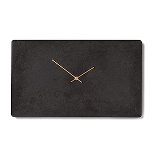 Concrete wall clock 19,3&quot; x 11,4&quot; (49x29 cm) - Clockies RLH500306 - Large rectangular clock, Anthracite clock with golden hands
