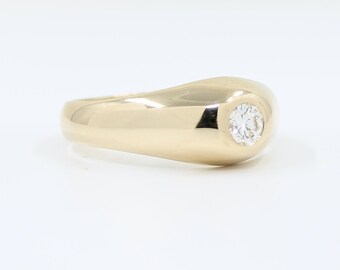 14K Gelbgold Herren Diamant Solitär Ring - 0,35 Ct, Größe 10,5