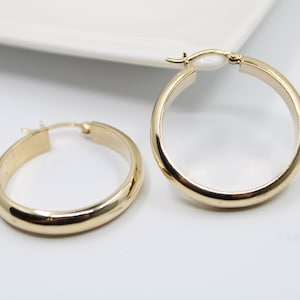Solide 14K Gold klassische Creolen, poliert 1&quot; Gelbgold Creolen