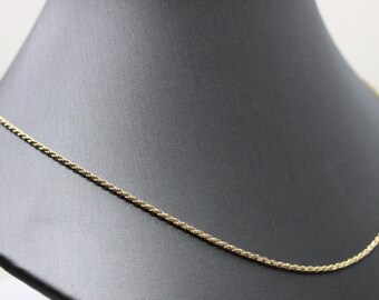 14K Sold Yellow Gold 1.5mm Diamond Cut Rope Chain Necklace Unisex