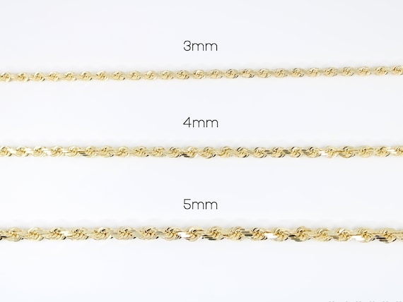 14K Gold SOLID HEAVY Rope Chain Necklace, 3mm / 4mm / 5mm Thick Diamond-cut  Rope Style Chain, Solid Yellow Gold Rope Chain Unisex -  Denmark