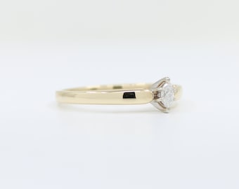 10K Massivgold Marquise Diamant Solitär Verlobungsring