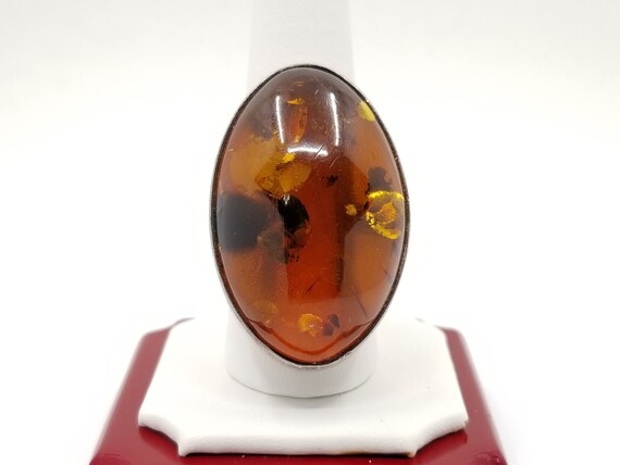 Baltic Amber Silver Ring, Sterling Silver Oval Am… - image 6