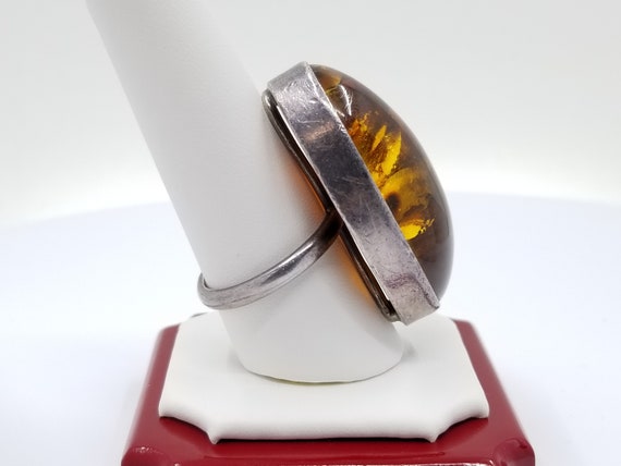 Baltic Amber Silver Ring, Sterling Silver Oval Am… - image 8