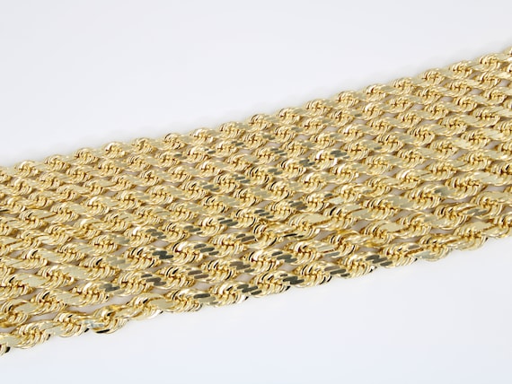 14K Gold Solid Heavy Rope Chain Necklace, 3mm / 4mm / 5mm Thick Diamond-Cut Rope Style Chain, Solid Yellow Gold Rope Chain unisex