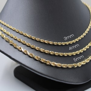 14K Gold SOLID HEAVY Rope Chain Necklace 3mm / 4mm / 5mm - Etsy