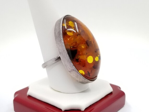 Baltic Amber Silver Ring, Sterling Silver Oval Am… - image 7