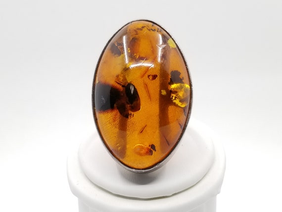 Baltic Amber Silver Ring, Sterling Silver Oval Am… - image 2