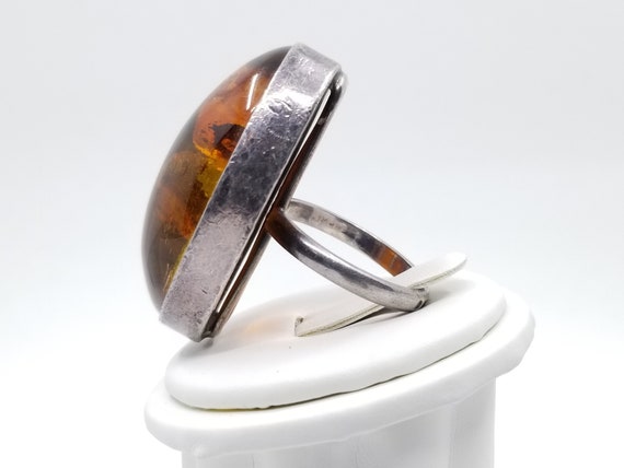 Baltic Amber Silver Ring, Sterling Silver Oval Am… - image 5