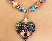 Celtic Irish Tree Of Life, Heart Shape, Hand Crafted Curly Maple Necklace, Resin Inlay, Personalization Available
