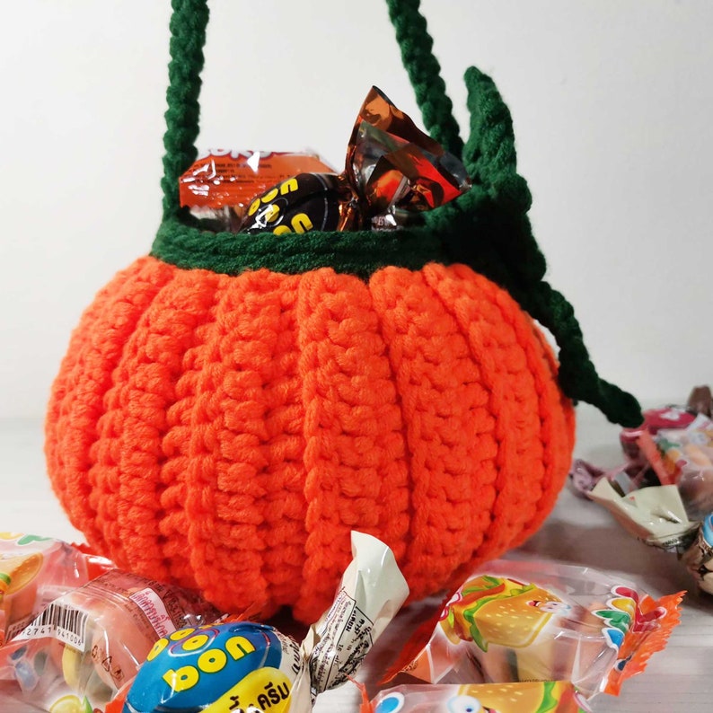 Pumpkin bucket crochet pumpkin bag pattern crochet candy Etsy