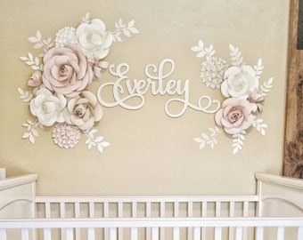 Blush Paper Flower Wall Decor, Nursery Floral Arrangement