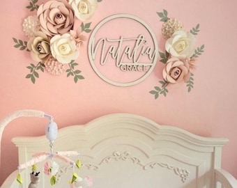Blush Paper Flower Wall Arrangement, Nursery Decor
