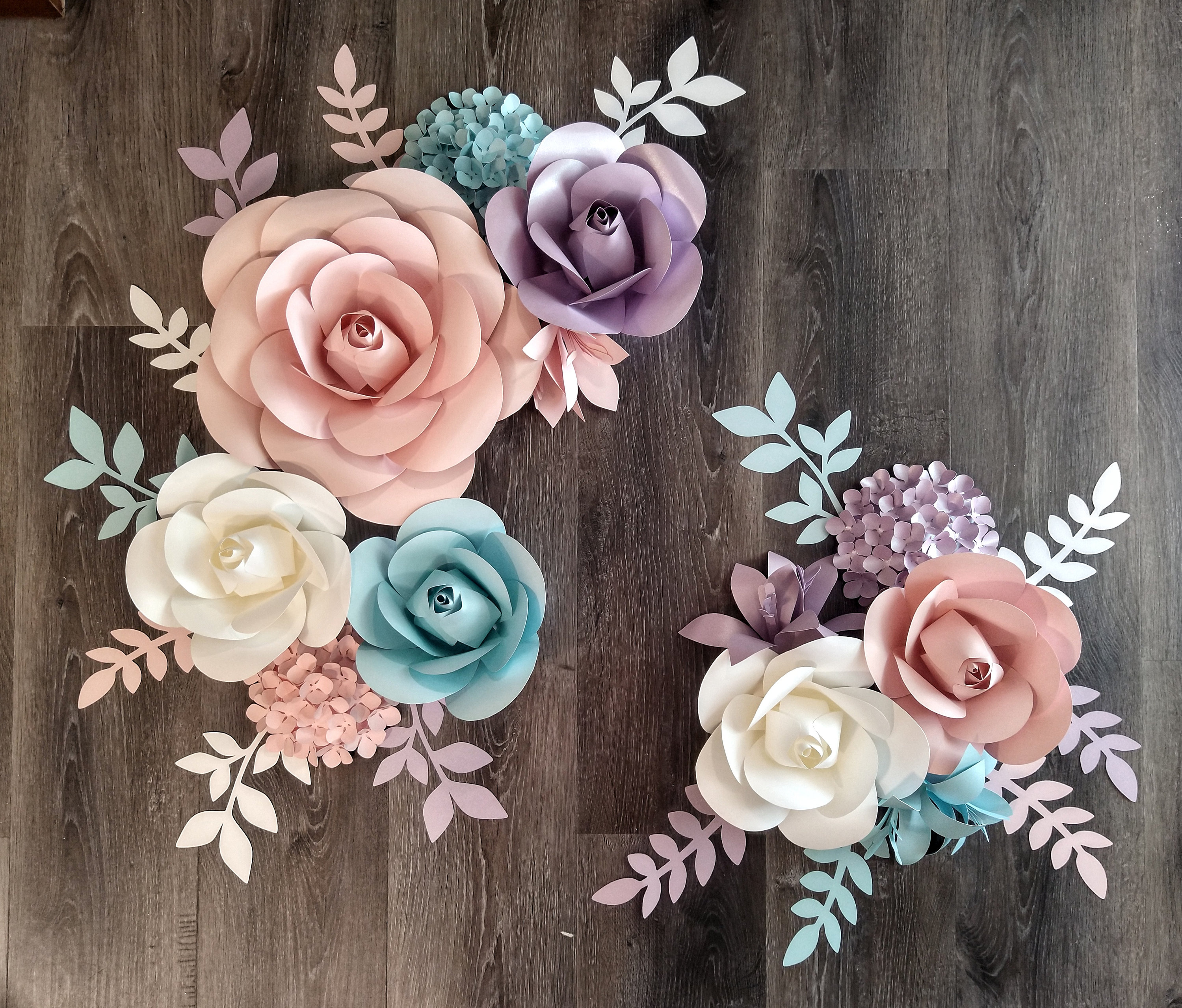 Pastel Paper Flower Wall Decor, Nursery Rose Hydrangea Arrangement - Etsy