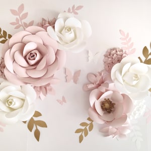 Blush Pink Paper Flower Wall Decor, Nursery Rose Arrangement