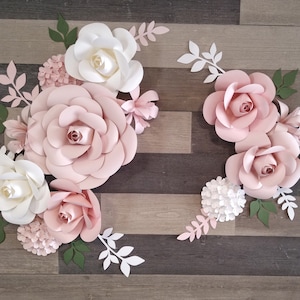 Blush and White Paper Flower Wall Decor, Nursery Arrangement