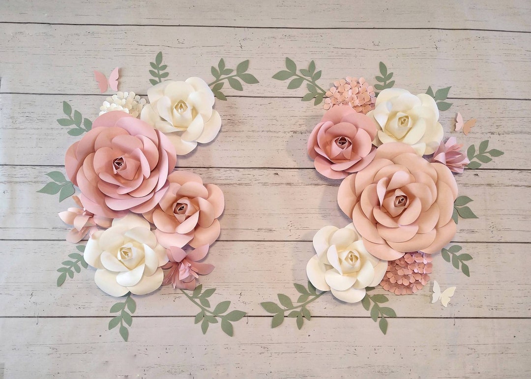 Pink & White Paper Flowers Wall Decor Nursery Flowers Sage Etsy