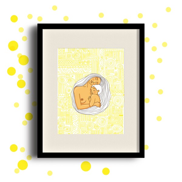 Illustration Mom - Decorative foil mother and baby embrace. A nice gift :)