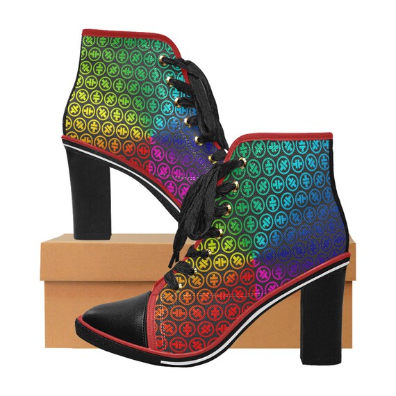 rainbow high heel boots