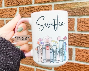 Swiftea Mug, Taylors Version Gifts, Swiftie Merch, Music Albums as Books, Swiftie Coffee Mug Swiftie Fan Gift, Trendy Floral Music Album Mug