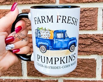 Farm Fresh Pumpkins Mug: Autumn Coffee Cup, Dishwasher Safe