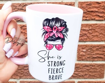 She is strong, cancer awarness, survivor ,Sublimation,Dishwasher Safe mug