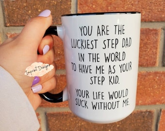 Lucky Stepdad 15oz Mug, Bonus Dad Gift, Father's Day