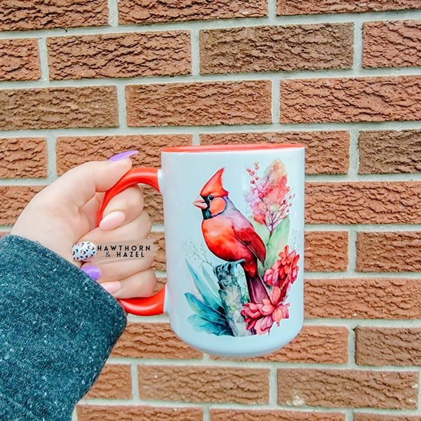 Cardinal mug, bird gift , Cardinal ideas , bird watching , coffee mug