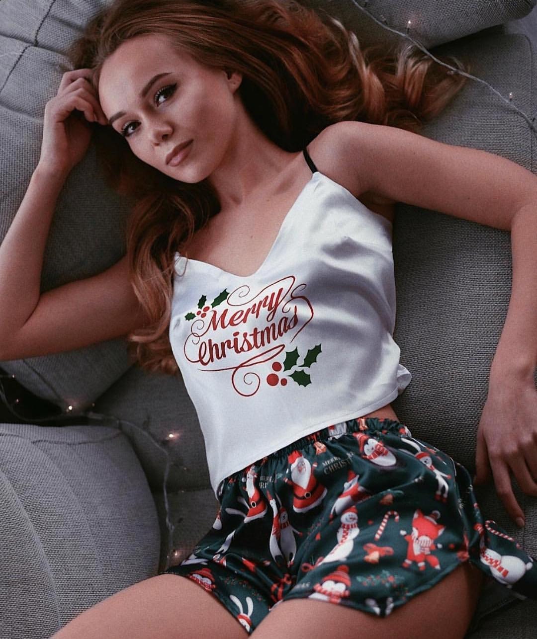 Sleepwear Merry Christmas Pajama For Girl Women Teen Good Silk Etsy