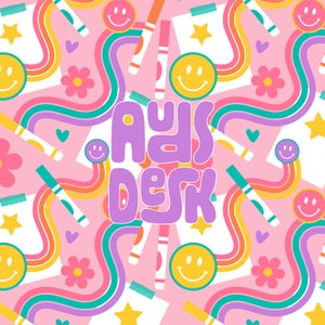 Marqueur coloré sans couture, tissu smiley arc-en-ciel (téléchargement numérique)