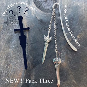 Sword Bookmarks with Clip, Fun Book Dart, Sword Bookplates, Pack of Three or Four NEW! Pack Three