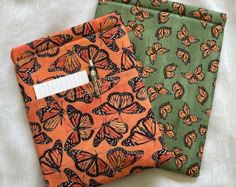 Monarch Butterfly Padded Book Sleeve w/ Pocket, Insect Cottagecore Cozy, Flowers Aesthetic, Bookworm, Kindle Paperwhite Hardcover Paperback