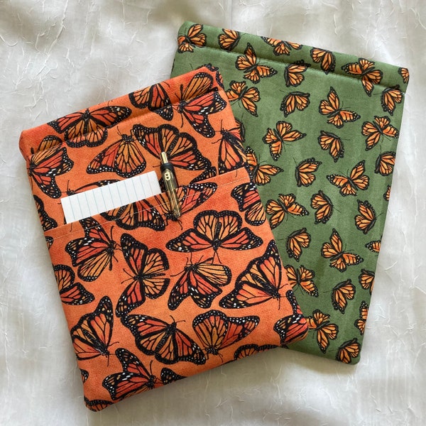 Monarch Butterfly Padded Book Sleeve w/ Pocket, Insect Cottagecore Cozy, Flowers Aesthetic, Bookworm, Kindle Paperwhite Hardcover Paperback